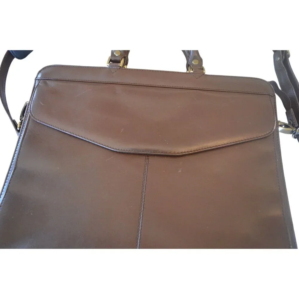 Vintage London Fog Brown Leather Briefcase Crossbody File Bag Document Holder